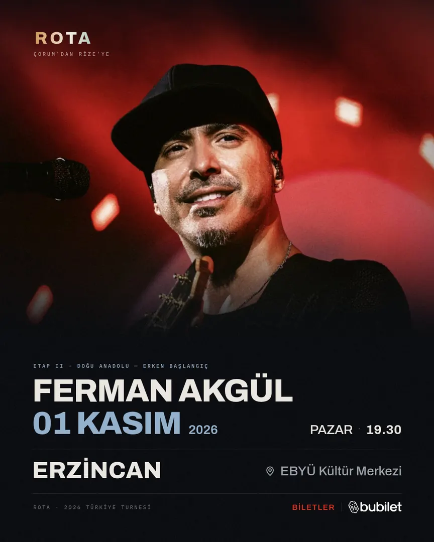 Erzincan — Ferman Akgül, 01 Kasım 2026, Erzincan Binali Yıldırım Üniversitesi Kongre ve Kültür Merkezi — konser afişi