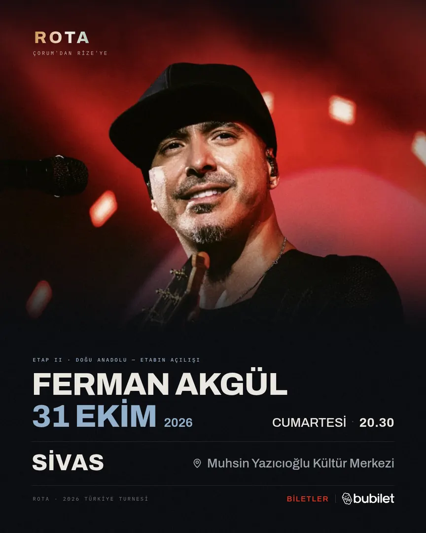 Sivas — Ferman Akgül, 31 Ekim 2026, Sivas Muhsin Yazıcıoğlu Kültür Merkezi — konser afişi